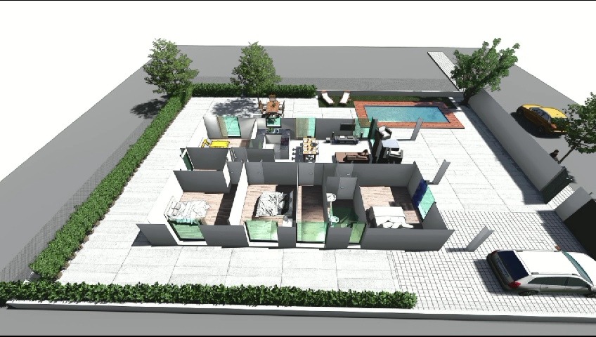 Exterior view of a single-family house with a front yard