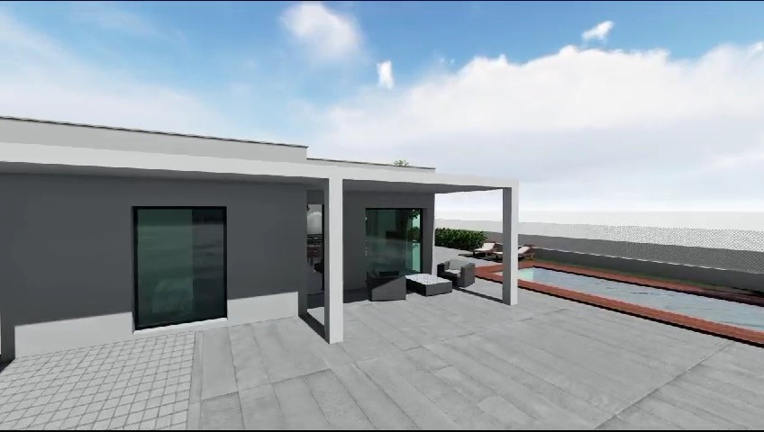 House facade showing front door, windows, and roofline